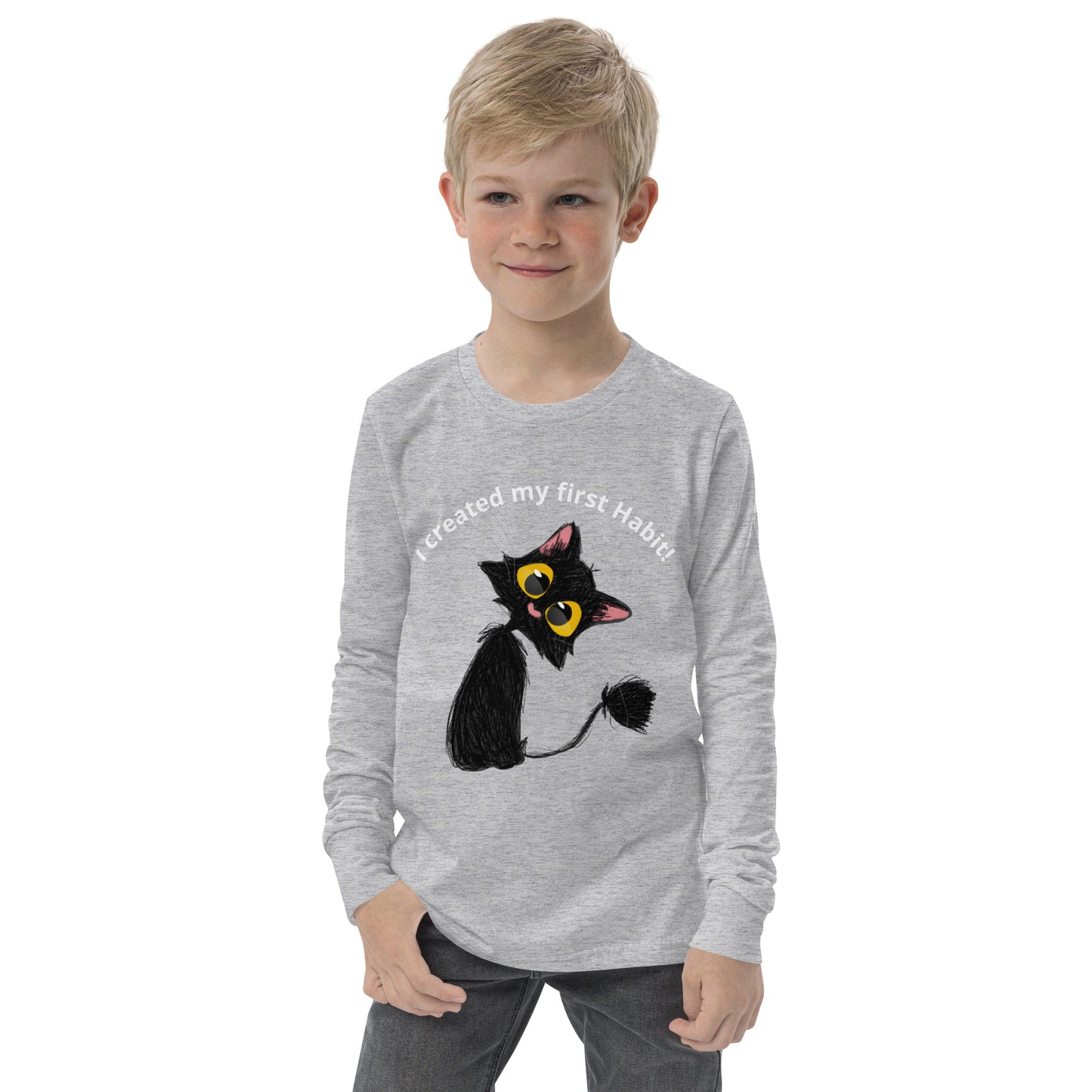 “I created my first habit!” Poopie The Cat youth long sleeve tee