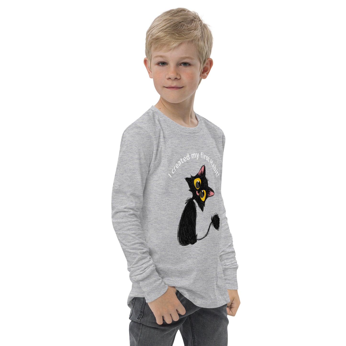 “I created my first habit!” Poopie The Cat youth long sleeve tee