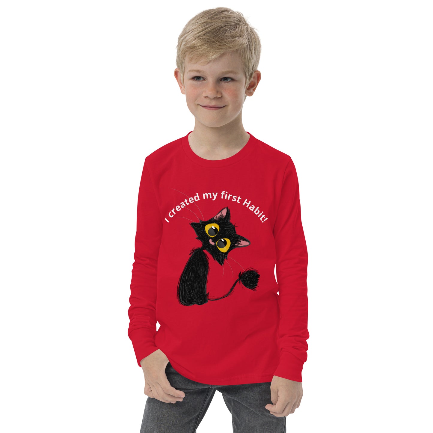 “I created my first habit!” Poopie The Cat youth long sleeve tee