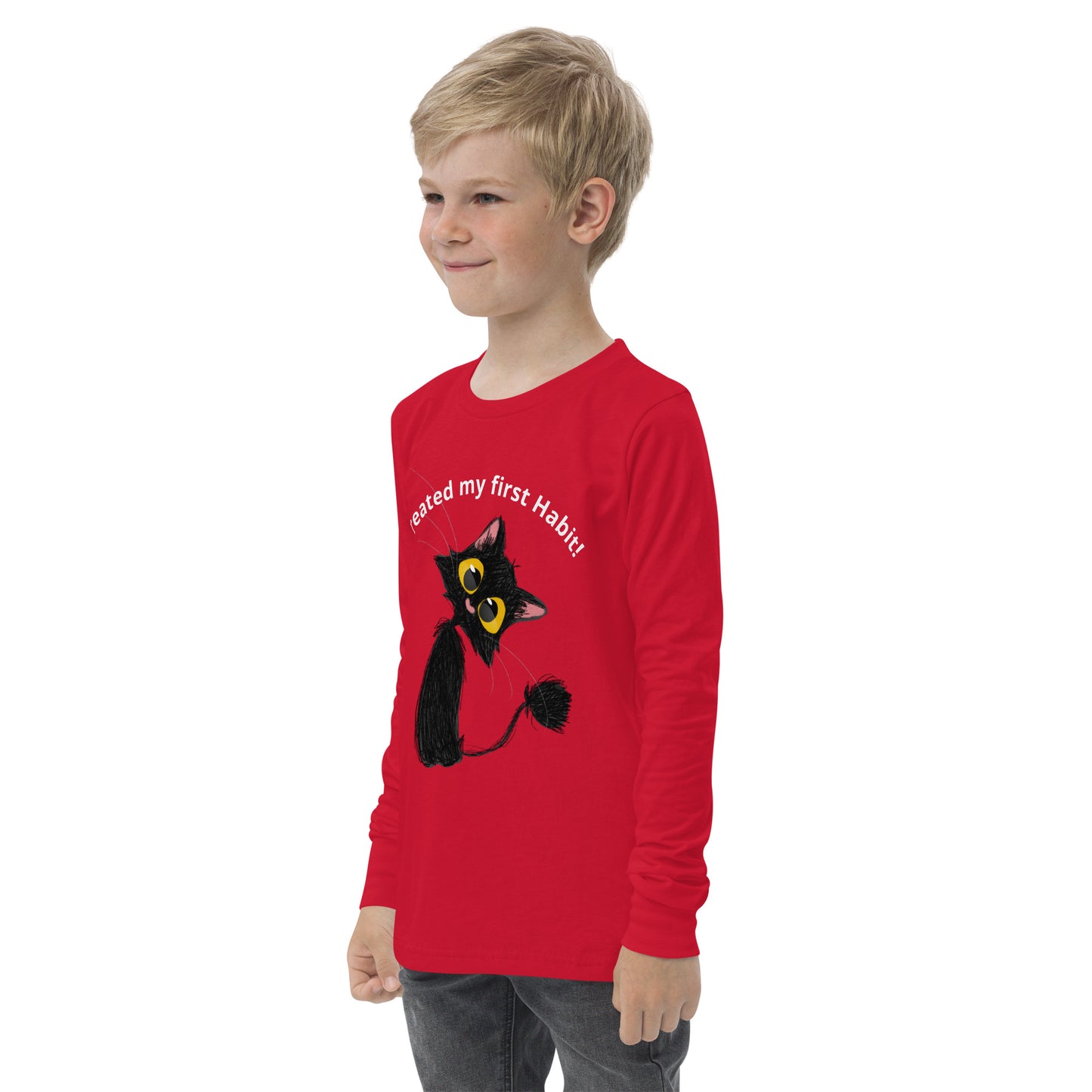 “I created my first habit!” Poopie The Cat youth long sleeve tee